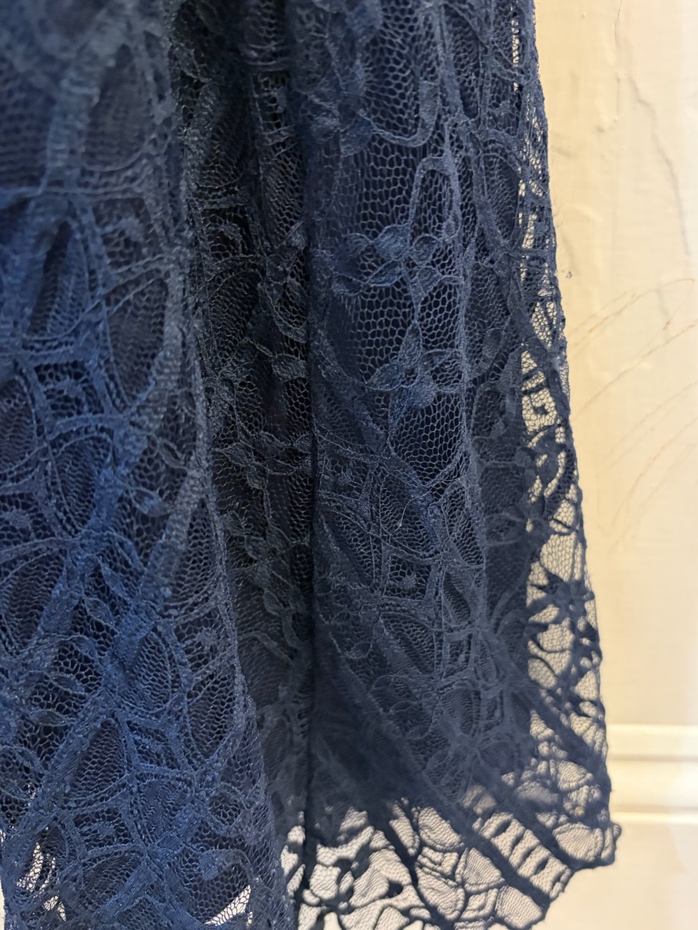 Suzy Shier Navy Lace Flutter-Sleeve A-Line Dress - Picture 7 of 8